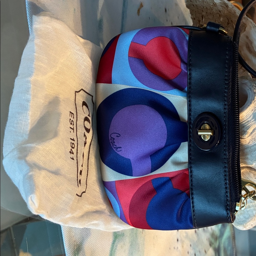 Coach Navy and Multicolor Wristlet